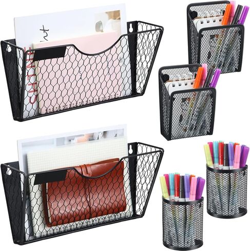 2 حزمة حامل الملفات المغناطيسي لخزائن الملفات 1-الطبقة مع 4 حزمة حامل قلم رصاص مغناطيسي ورقة وثيقة مجلة منظم لا الحفر لخزانة ملحق مكتب خزانة الثلاجة السبورة البيضاء in Kuwait