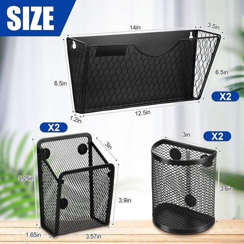 2 حزمة حامل الملفات المغناطيسي لخزائن الملفات 1-الطبقة مع 4 حزمة حامل قلم رصاص مغناطيسي ورقة وثيقة مجلة منظم لا الحفر لخزانة ملحق مكتب خزانة الثلاجة السبورة البيضاء in Kuwait