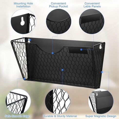 2 حزمة حامل الملفات المغناطيسي لخزائن الملفات 1-الطبقة مع 4 حزمة حامل قلم رصاص مغناطيسي ورقة وثيقة مجلة منظم لا الحفر لخزانة ملحق مكتب خزانة الثلاجة السبورة البيضاء in Kuwait