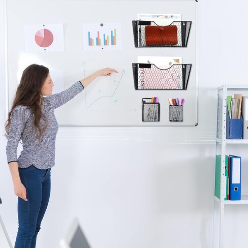 2 حزمة حامل الملفات المغناطيسي لخزائن الملفات 1-الطبقة مع 4 حزمة حامل قلم رصاص مغناطيسي ورقة وثيقة مجلة منظم لا الحفر لخزانة ملحق مكتب خزانة الثلاجة السبورة البيضاء in Kuwait