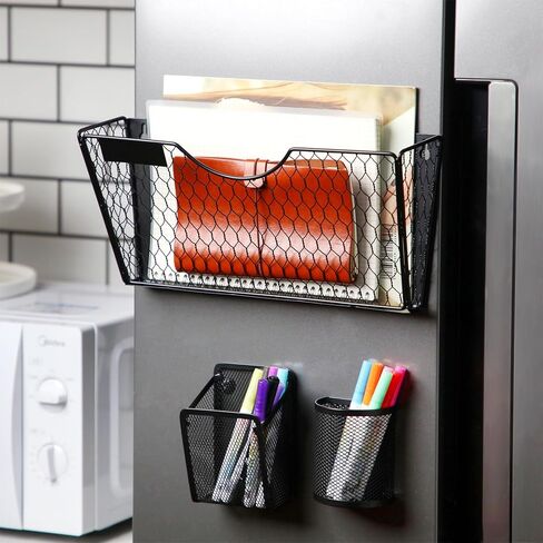 2 حزمة حامل الملفات المغناطيسي لخزائن الملفات 1-الطبقة مع 4 حزمة حامل قلم رصاص مغناطيسي ورقة وثيقة مجلة منظم لا الحفر لخزانة ملحق مكتب خزانة الثلاجة السبورة البيضاء in Kuwait