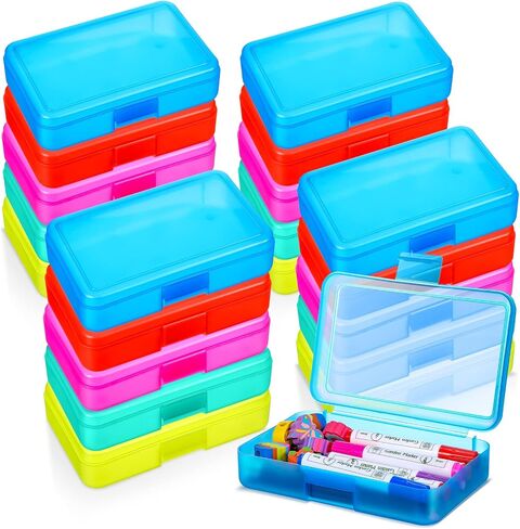 Zhehao 20 قطعة من صندوق أقلام الرصاص البلاستيكي الشفاف للأطفال متعدد الأغراض صندوق أقلام رصاص ملون من البلاستيك الصلب صندوق تخزين اللوازم المكتبية صندوق تخزين أقلام الرصاص (أبيض) in Kuwait