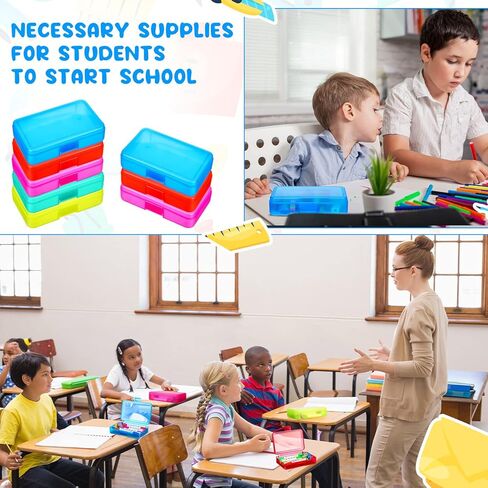 Zhehao 20 قطعة من صندوق أقلام الرصاص البلاستيكي الشفاف للأطفال متعدد الأغراض صندوق أقلام رصاص ملون من البلاستيك الصلب صندوق تخزين اللوازم المكتبية صندوق تخزين أقلام الرصاص (أبيض) in Kuwait