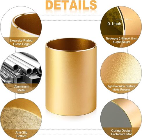 حامل أقلام حامل أقلام للمكتب، حامل معدني لأكواب القلم وحامل فرشاة المكياج، منظم أقلام سطح المكتب وكوب أقلام الرصاص لملحقات مكتب المكتب، أسود 3.15 × 4.0 بوصة in Kuwait