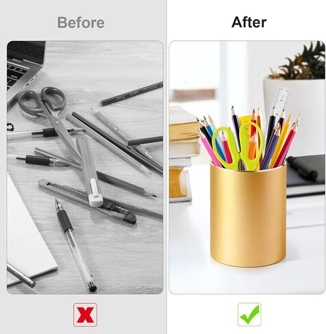 حامل أقلام حامل أقلام للمكتب، حامل معدني لأكواب القلم وحامل فرشاة المكياج، منظم أقلام سطح المكتب وكوب أقلام الرصاص لملحقات مكتب المكتب، أسود 3.15 × 4.0 بوصة in Kuwait