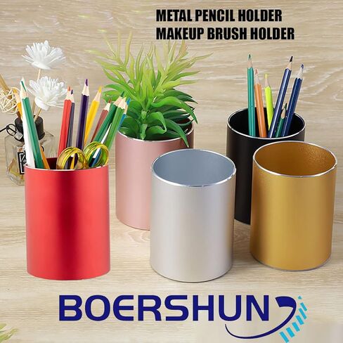 حامل أقلام حامل أقلام للمكتب، حامل معدني لأكواب القلم وحامل فرشاة المكياج، منظم أقلام سطح المكتب وكوب أقلام الرصاص لملحقات مكتب المكتب، أسود 3.15 × 4.0 بوصة in Kuwait