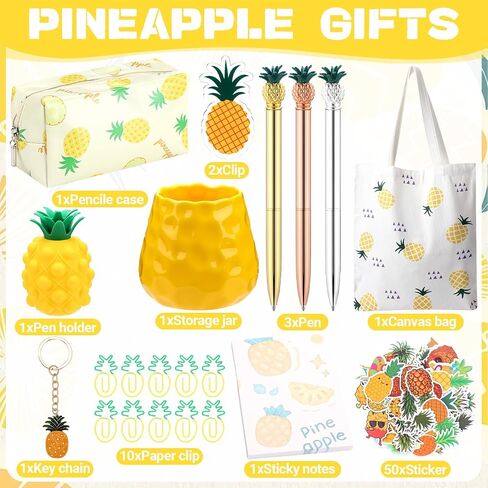 71 Pcs Pineapple Office Supplies, Pineapple Theme Sticky Note Pen Pineapple Birthday Pencil Bag Canvas Bag Squeeze Pineapple Sticker Toy for Home Office School Pineapple Party Gift Supply Decor in Saudi Arabia