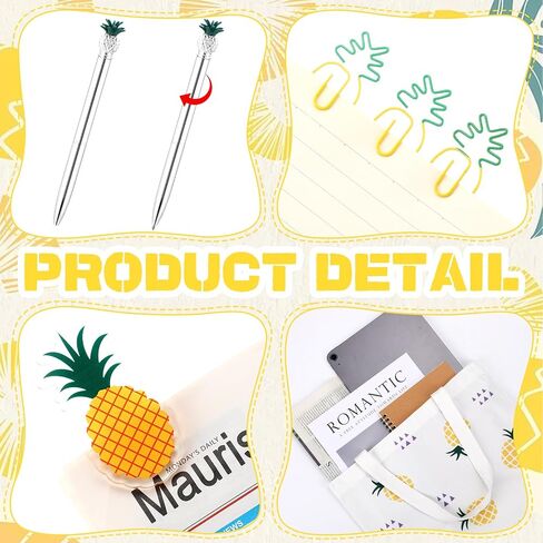 71 Pcs Pineapple Office Supplies, Pineapple Theme Sticky Note Pen Pineapple Birthday Pencil Bag Canvas Bag Squeeze Pineapple Sticker Toy for Home Office School Pineapple Party Gift Supply Decor in Saudi Arabia