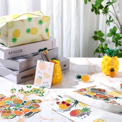 71 Pcs Pineapple Office Supplies, Pineapple Theme Sticky Note Pen Pineapple Birthday Pencil Bag Canvas Bag Squeeze Pineapple Sticker Toy for Home Office School Pineapple Party Gift Supply Decor in Saudi Arabia