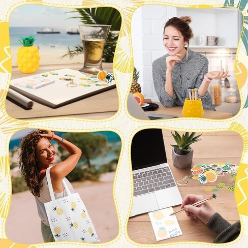 71 Pcs Pineapple Office Supplies, Pineapple Theme Sticky Note Pen Pineapple Birthday Pencil Bag Canvas Bag Squeeze Pineapple Sticker Toy for Home Office School Pineapple Party Gift Supply Decor in Saudi Arabia