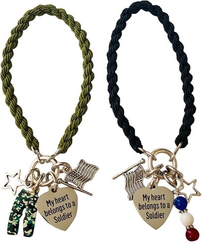 My Heart Belongs to a Soldier Army Boot Band Bracelet Adorable Red White and Blue For Army Mom Wife Airwoman Woman Deployment Gift in Saudi Arabia