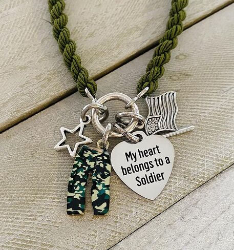 My Heart Belongs to a Soldier Army Boot Band Bracelet Adorable Red White and Blue For Army Mom Wife Airwoman Woman Deployment Gift in Saudi Arabia