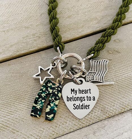 My Heart Belongs to a Soldier Army Boot Band Bracelet Adorable Red White and Blue For Army Mom Wife Airwoman Woman Deployment Gift in Saudi Arabia