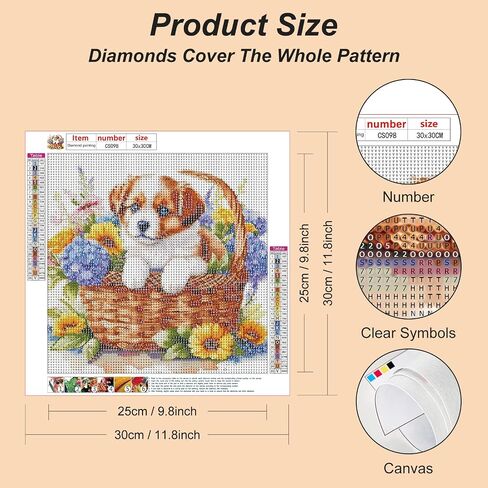 Acudotr Diamond Painting Kits for Adults, 5D DIY Diamond Art Kits for Beginners, Full Drill Diamond Painting Kits for Home Wall Decor, Dog, 12x12 Inch in Saudi Arabia