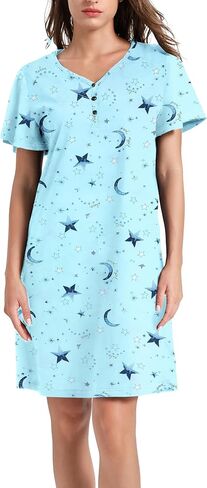 ENJOYNIGHT Womens Cotton Nightgown Nightshirt Button Down Sleep Shirt in Saudi Arabia