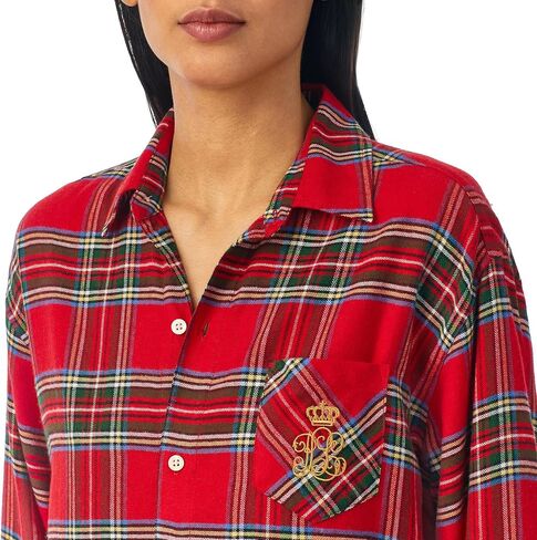 قميص نوم بأكمام طويلة من Lauren Ralph Lauren، أحمر منقوش، LG (الولايات المتحدة 12-14) in Saudi Arabia