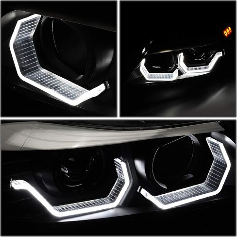 DNA MOTORING HL-3D-E9005-BK-MQ ثنائي 3D هالو كهرماني LED مصباح أمامي لجهاز عرض إشارة عالية منخفضة الشعاع متوافق مع 05-08 323i/325i/325xi/328i/328xi/330i/330xi/335i/335xi سيارة سيدان ذات 4 أبواب in Saudi Arabia