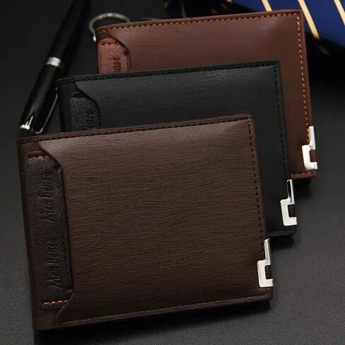 Classic Vintage Bi-Fold Leather Men's Wallet (Light Coffee) in Saudi Arabia