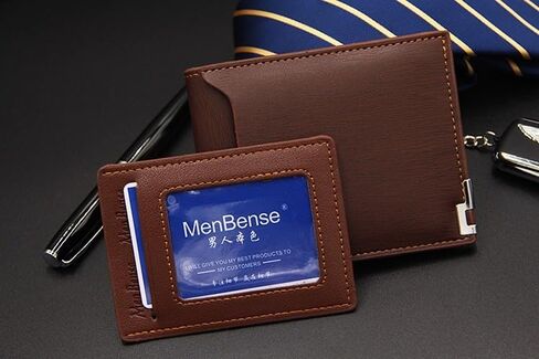 Classic Vintage Bi-Fold Leather Men's Wallet (Light Coffee) in Saudi Arabia