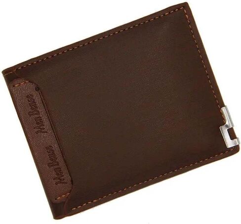 Classic Vintage Bi-Fold Leather Men's Wallet (Light Coffee) in Saudi Arabia