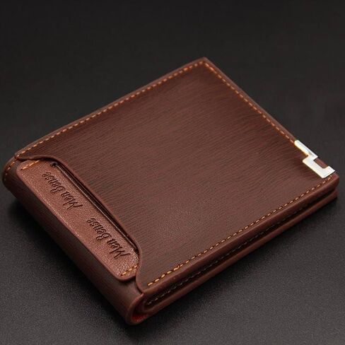 Classic Vintage Bi-Fold Leather Men's Wallet (Light Coffee) in Saudi Arabia