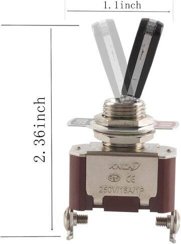 Paialu 2 قطعة مفتاح تبديل الروك شديد التحمل، 16A 250V SPDT 2 موضع 2 دبوس تشغيل/إيقاف تبديل مع مقبض أسود مقاوم للاهتراء من البولي كربونات - سطح بلاستيكي معدني من الفولاذ المقاوم للصدأ in Kuwait