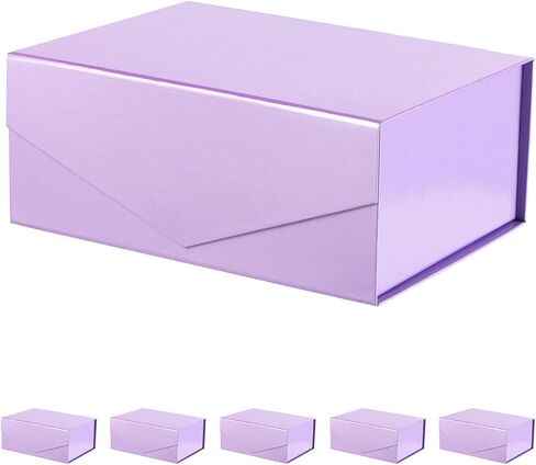 6 صناديق هدايا من PACKHOME مقاس 9x6.5x3.8 بوصة، صناديق وصيفات العروس، صناديق مستطيلة قابلة للطي مع أغطية مغناطيسية لتغليف الهدايا (أرجواني لامع) in Kuwait