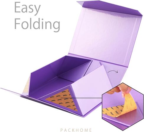 6 صناديق هدايا من PACKHOME مقاس 9x6.5x3.8 بوصة، صناديق وصيفات العروس، صناديق مستطيلة قابلة للطي مع أغطية مغناطيسية لتغليف الهدايا (أرجواني لامع) in Kuwait