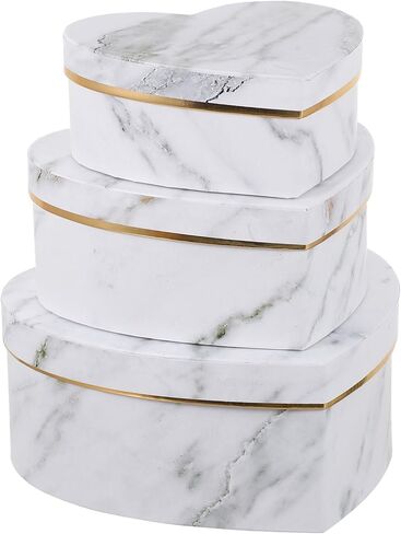 Nesting Boxes with Lids Black : Set of 3 Marble Heart Shaped Flower Boxes for Arrangements Valentine Hearts Treat Box for Valentines Day Wedding Party Present in Saudi Arabia