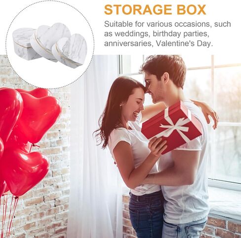 Nesting Boxes with Lids Black : Set of 3 Marble Heart Shaped Flower Boxes for Arrangements Valentine Hearts Treat Box for Valentines Day Wedding Party Present in Saudi Arabia