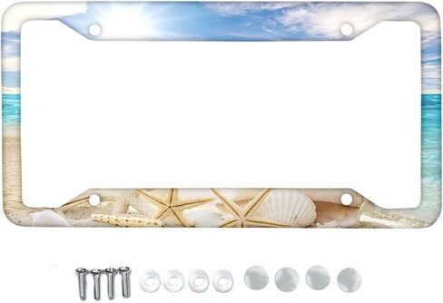 Horeset Abstract Colorful Tie Dye Print License Plate Frame,4 Holes Metal Licenses Plate Cover with Screw, Novelty Car Tag Frame in Saudi Arabia