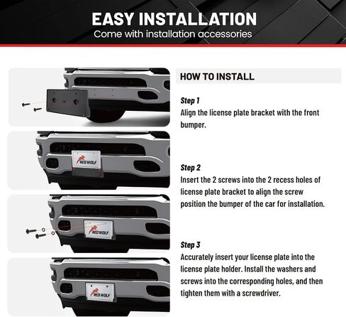 RED WOLF Front License Plate Bracket Fit for 2019-2022 Dodge Ram 1500 Replace #68274215AE CH1068151 Pickup License Plate Holder Frame Car Accessories w/Screws in Saudi Arabia