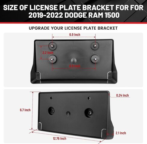 RED WOLF Front License Plate Bracket Fit for 2019-2022 Dodge Ram 1500 Replace #68274215AE CH1068151 Pickup License Plate Holder Frame Car Accessories w/Screws in Saudi Arabia