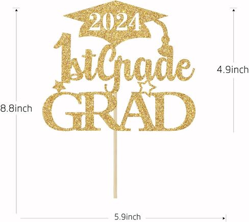 غلاف كعكة التخرج من الدرجة الأولى الذهبية اللامعة، ديكور التخرج الأول، 2024 ديكورات من الدرجة الأولى، ديكورات حفلات التخرج لمرحلة ما قبل المدرسة/رياض الأطفال in Kuwait