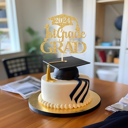غلاف كعكة التخرج من الدرجة الأولى الذهبية اللامعة، ديكور التخرج الأول، 2024 ديكورات من الدرجة الأولى، ديكورات حفلات التخرج لمرحلة ما قبل المدرسة/رياض الأطفال in Kuwait