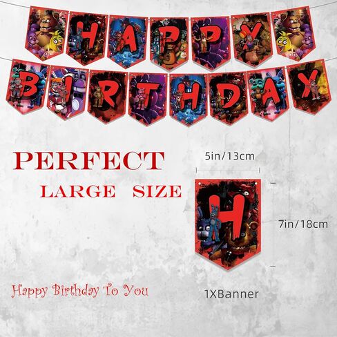 FNAF Birthday Party Supplies, FNAF Birthday Party Decorations Includes Banner - Cake Topper - 24 Cupcake Toppers - 16 Balloons in Saudi Arabia