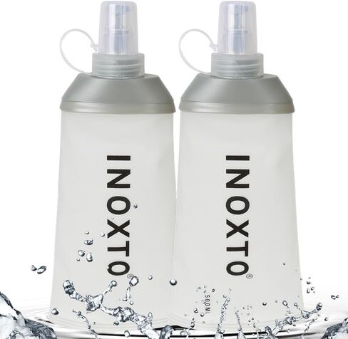 INOXTO Soft Flask,Collapsible Soft Water Bottles for Hydration Vests and Running Packs, Soft Flask Running Bottles for Hiking Cycling(250/500 ml) (2 PCS SMALL) in Kuwait
