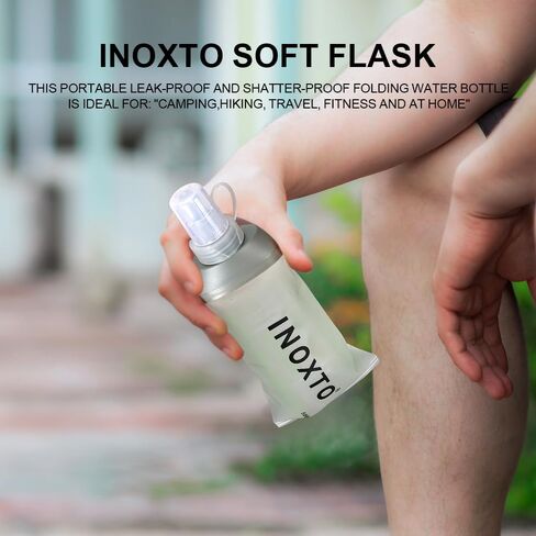 INOXTO Soft Flask,Collapsible Soft Water Bottles for Hydration Vests and Running Packs, Soft Flask Running Bottles for Hiking Cycling(250/500 ml) (2 PCS SMALL) in Kuwait