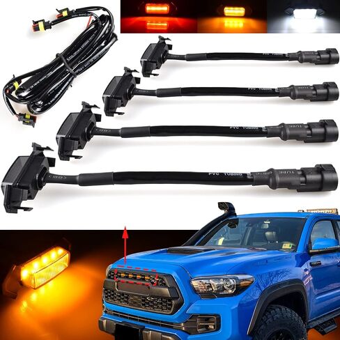 مصابيح الشواية الأمامية لمصباح شبكة تاكوما TRD Pro - إضاءة LED كهرمانية مع عدسة مدخنة، مجموعة شبكات تاكوما 2005-2011 و2016-2019 in Kuwait