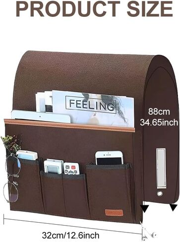 منظم مسند ذراع الأريكة، حامل جهاز التحكم عن بعد للأريكة القابلة للاستلقاء، حقيبة تخزين بجيب جانبي للأريكة وكرسي بذراعين مع 5 جيوب للمجلات والكمبيوتر اللوحي والهاتف والنظارات in Kuwait