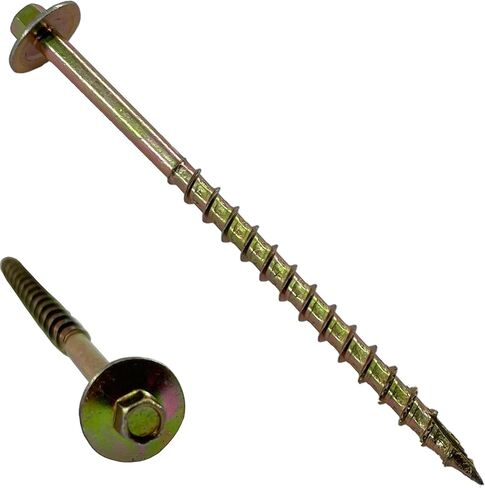 BRAUNY BOY - #12 x 6"- Structural Lag Heavy Duty Construction Wood Screw – Yellow Zinc Corrosion Resistant Coating Exterior Timber, Landscape - Easy HEX Head Drive – Flange Head 6 in - Qty (50) in Saudi Arabia