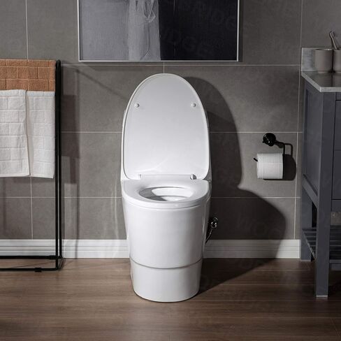 WOODBRIDGE One Piece Toilet with Soft Closing Seat, Chair Height, 1.28 GPF Dual, Water Sensed, 1000 Gram MaP Flushing Score Toilet with Chrome Button T0001-CH, White in Saudi Arabia