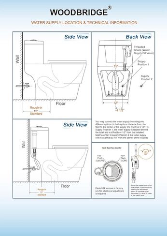 WOODBRIDGE One Piece Toilet with Soft Closing Seat, Chair Height, 1.28 GPF Dual, Water Sensed, 1000 Gram MaP Flushing Score Toilet with Chrome Button T0001-CH, White in Saudi Arabia