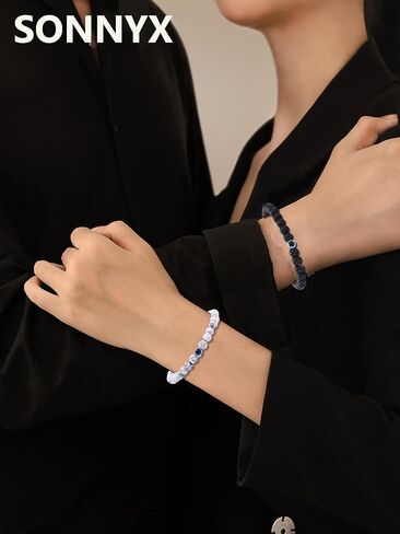 1-10PCS Blue Evil Eye Bracelet for Men Women Elastic 6MM Natural Stone Beaded Lucky Bracelets Stretch Protection Blessing Bracelets Jewelry Gift in Saudi Arabia
