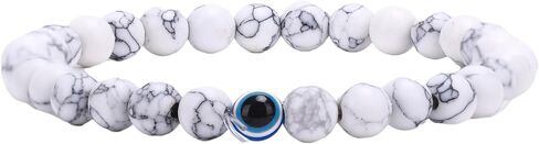 1-10 قطعة سوار عين الشر الأزرق للرجال والنساء مطاطا 6 مللي متر الحجر الطبيعي مطرز أساور محظوظ تمتد حماية نعمة أساور مجوهرات هدية in Kuwait