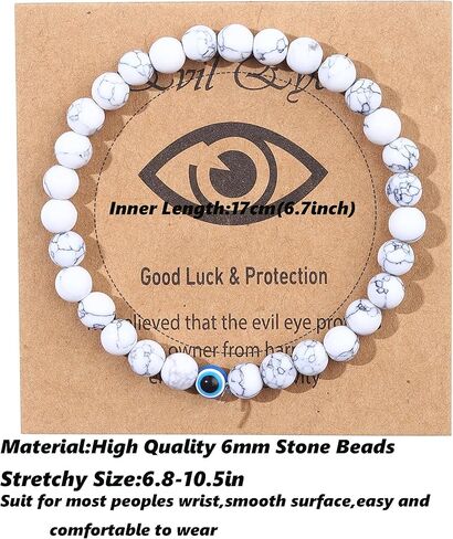 1-10 قطعة سوار عين الشر الأزرق للرجال والنساء مطاطا 6 مللي متر الحجر الطبيعي مطرز أساور محظوظ تمتد حماية نعمة أساور مجوهرات هدية in Kuwait