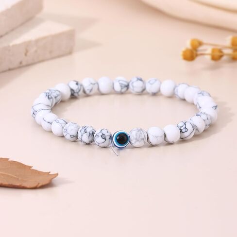 1-10 قطعة سوار عين الشر الأزرق للرجال والنساء مطاطا 6 مللي متر الحجر الطبيعي مطرز أساور محظوظ تمتد حماية نعمة أساور مجوهرات هدية in Kuwait