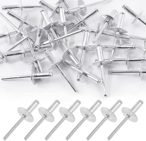 120Pcs 3/16"x1/2" (M4.8x13x16mm) Aluminum Large Flange Blind Rivets Pop Rivets Assortment Kit, Silver Core Pulling Rivets Multiple Sizes Set Long Blind Rivets for Metal Wood in Saudi Arabia