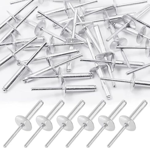 120Pcs 3/16"x1/2" (M4.8x13x16mm) Aluminum Large Flange Blind Rivets Pop Rivets Assortment Kit, Silver Core Pulling Rivets Multiple Sizes Set Long Blind Rivets for Metal Wood in Saudi Arabia