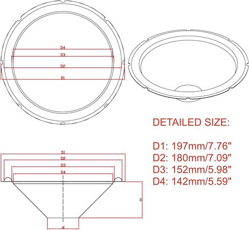 قطعتان من حلقات استبدال سماعات مطاطية بحافة إسفنجية مقاس 8 بوصة لإصلاح مكبر الصوت أو DIY (أسود) in Kuwait